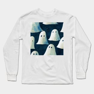 Cute Halloween Ghosts Watercolor Long Sleeve T-Shirt